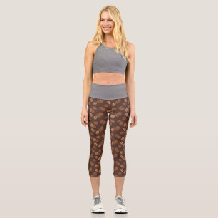 Kaffee Körner Bohnen Dunkle Röstung Braun Koffein Capri Leggings