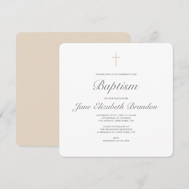 Kaffee-Kreuz Taufen Einladung (Vorne/Hinten)