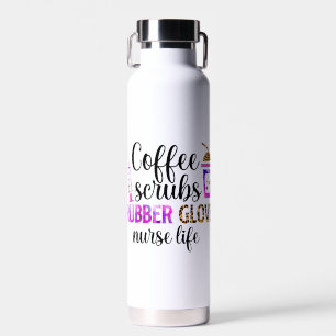 Kaffee, Kruben, Gummihandschuhe - Zitat zum Leben  Trinkflasche
