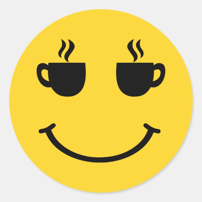 Kaffee-Lächeln Runder Aufkleber (Vorderseite)