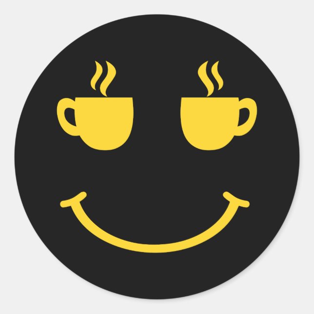 Kaffee-Lächeln Runder Aufkleber (Vorderseite)