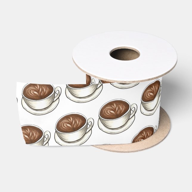 Kaffee Latte Cappuccino Flat White Brunch Satinband (Spule)