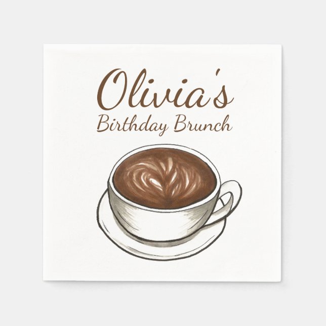 Kaffee Latte Cappuccino Geburtstagsparty Brunch Serviette (Vorderseite)