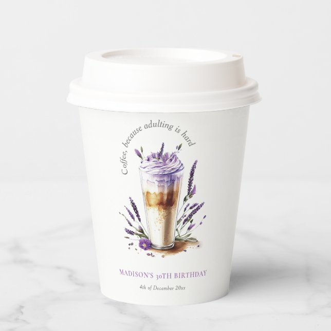 Kaffee Latte Fun Geburtstag Personalisiert Pappbecher (Vorderseite)