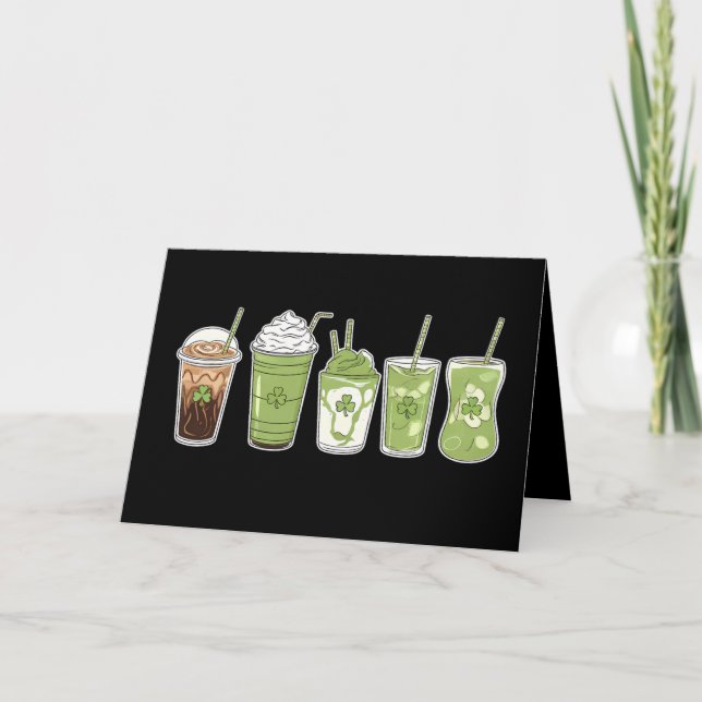 Kaffee Latte Green Niedlich Irish St Patrick's Day Dankeskarte (Vorderseite)