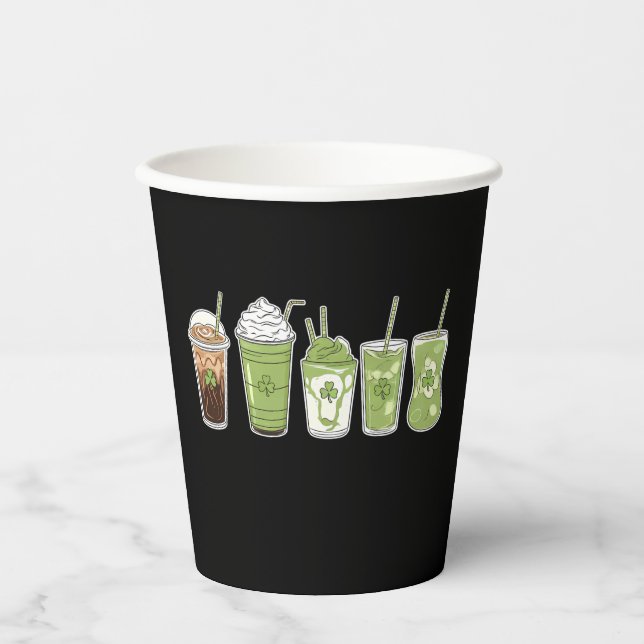 Kaffee Latte Green Niedlich Irish St Patrick's Day Pappbecher (Vorderseite)