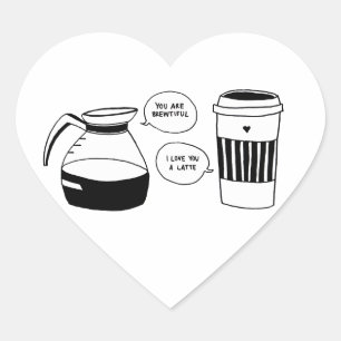 Kaffee Latte Valentine's Liebe Herz-Aufkleber