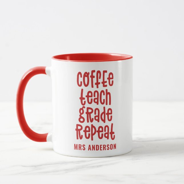 Kaffee, Lehre, Klasse, Wiederholung Typografie Leh Tasse (Links)