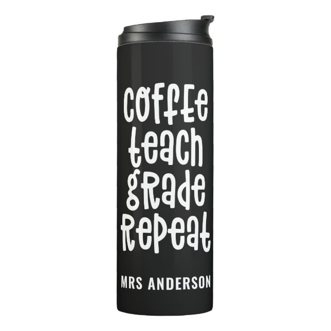 Kaffee, Lehre, Klasse, Wiederholungstatiklehrer Thermosbecher (Nach links gedreht)