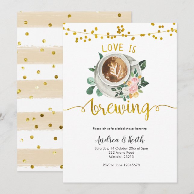 Kaffee Liebe Brauen Brauen Dusche Einladung (Vorne/Hinten)