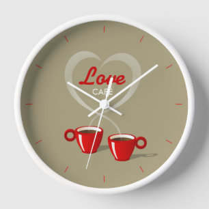 Kaffee-Liebe Café personalisierte Wand-Uhr Wanduhr