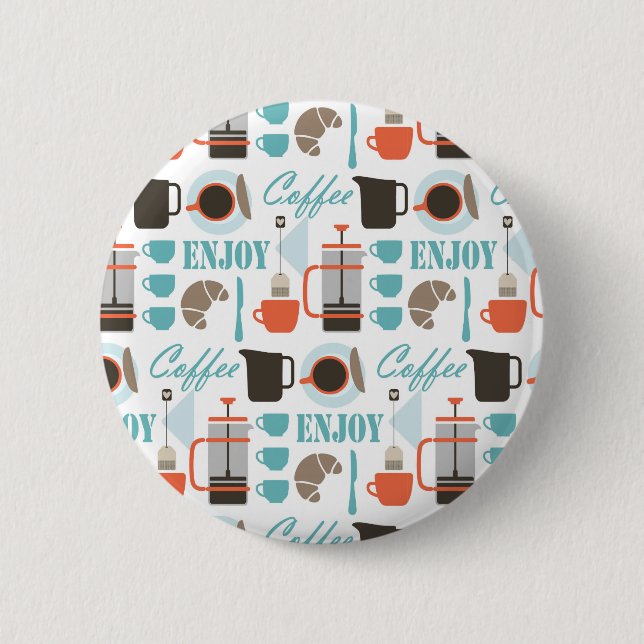 Kaffee-Liebe und café Muster Button (Vorderseite)