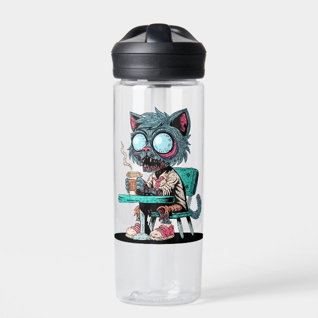 Kaffee liebend Zombie Cat Trinkflasche (Vorderseite)