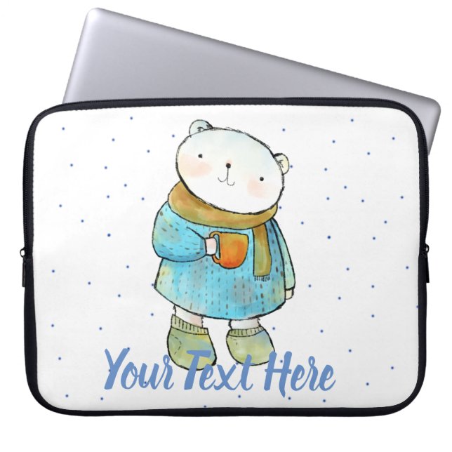 Kaffee liebende Polar Bär Custom Laptopschutzhülle (Vorderseite)