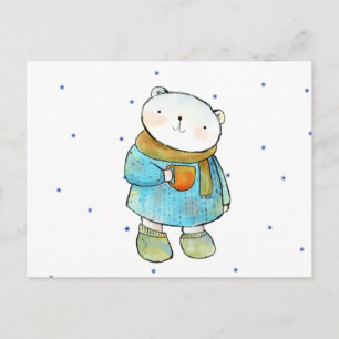 Kaffee liebender Polarbär Postkarte