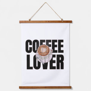 Kaffee Liebhaber – Kaffee Süchtiger Morgen Koffein Wandteppich Mit Holzrahmen
