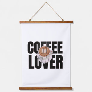 Kaffee Liebhaber – Kaffee Süchtiger Morgen Koffein Wandteppich Mit Holzrahmen