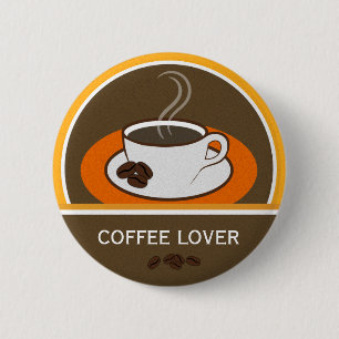 Kaffee-Liebhaber-Kaffeetasse-Kaffeebohne-rundes Button