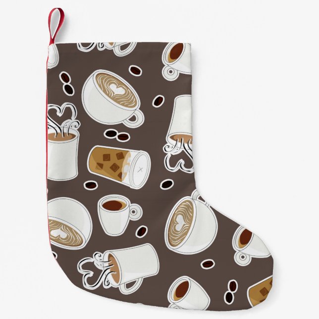 Kaffee-Liebhaber-Muster Brown Kleiner Weihnachtsstrumpf (Vorderseite)