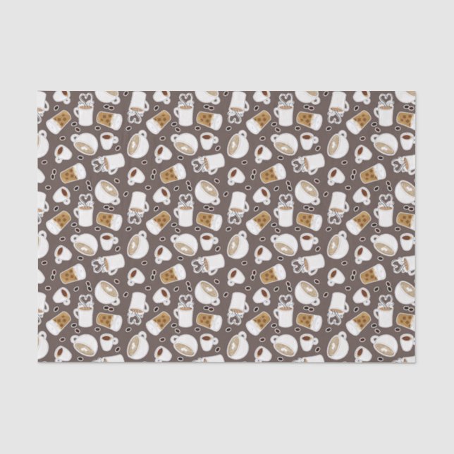 Kaffee-Liebhaber-Muster Brown Seidenpapier (Vorderseite)