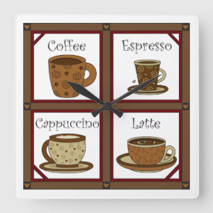 Kaffee-Liebhaber Quadratische Wanduhr