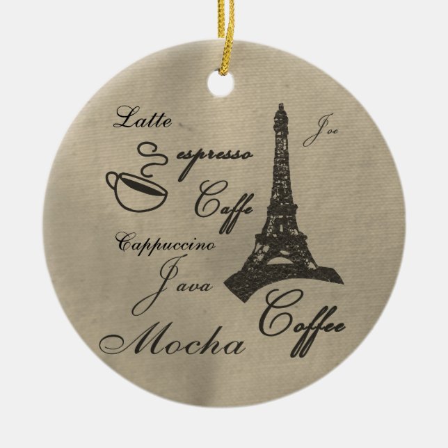 Kaffee-Liebhaber-Weihnachtsverzierung Keramikornament (Vorne)