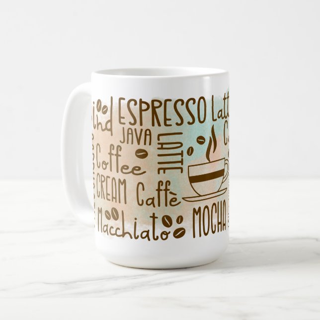 Kaffee-Liebhaber-Wortkunst Kaffeetasse (Vorderseite Links)