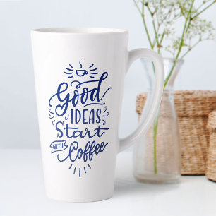 Kaffee-Liebhaber Zitat Blaue Kalligrafie Hoch Weiß Milchtasse