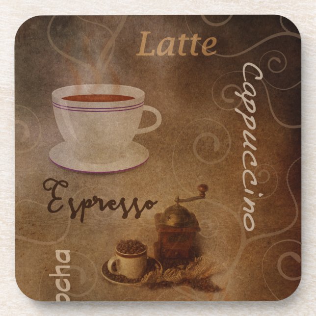 Kaffee liebt Word Art Getränkeuntersetzer (Vorderseite)
