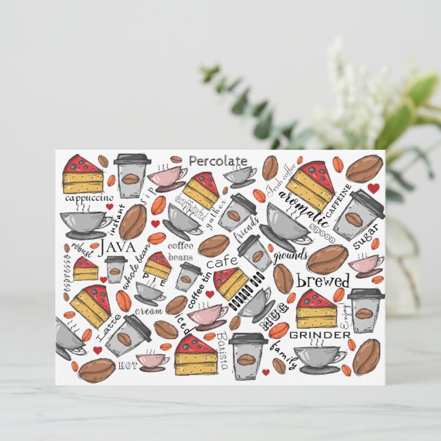 Kaffee Lover Café oder Café Grußkarte Einladung (Stehend Vorderseite)