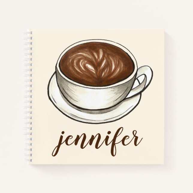 Kaffee Lover Cup Latan Brown Personalisiertes Gesc Notizbuch (Vorderseite)