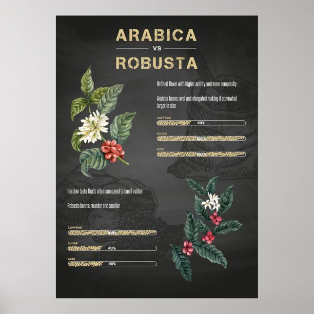 Kaffee Lover Kaffee Arabica Robusta Poster (Vorne)