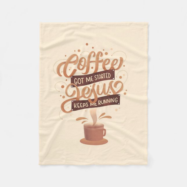 Kaffee Lover Kaffee und Jesus Fleecedecke (Vorderseite)