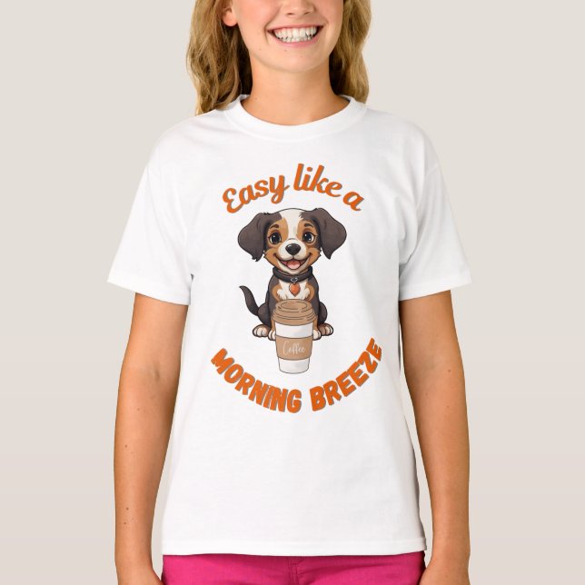 Kaffee Lover Morning - Niedliches Dog-Printable Po T-Shirt (Vorderseite)