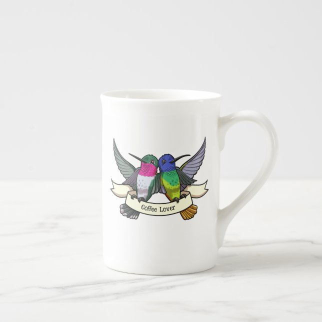 Kaffee Lover Niedlichen Hummingbirds Holding Ribbo Prozellantasse (Rechts)