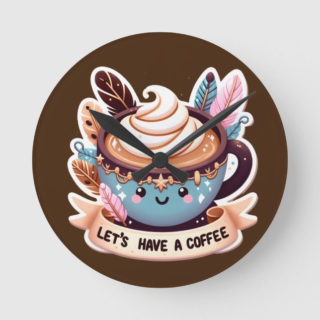 Kaffee Lover Runde Wanduhr (Vorderseite)