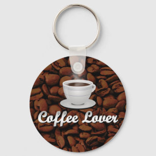 Kaffee Lover, White Cup/Brown Bohnen Schlüsselanhänger
