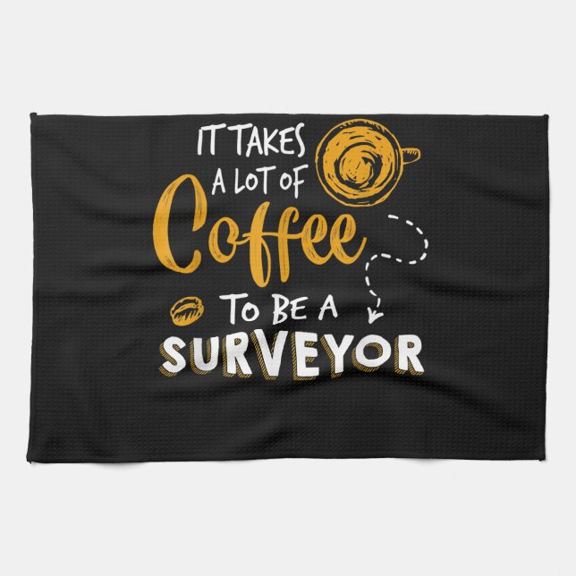 Kaffee Lover Witzige Surveyor Engineer Constructio Geschirrtuch (Horizontal)