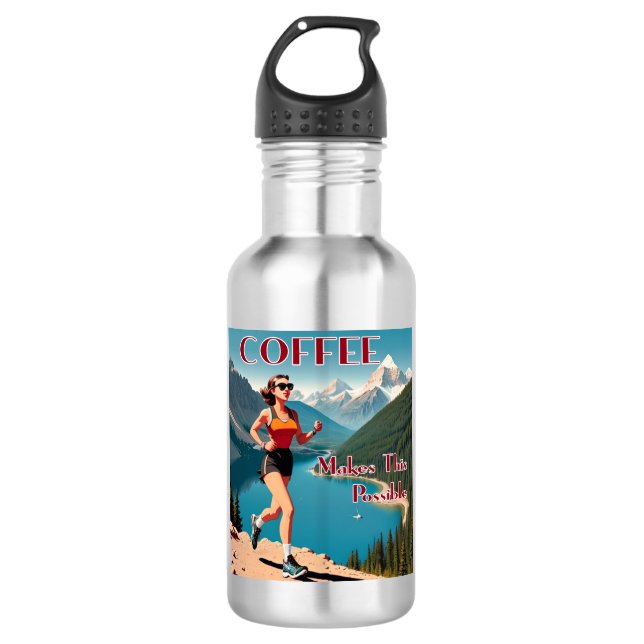 Kaffee macht das Laufen möglich Edelstahlflasche (Vorderseite)