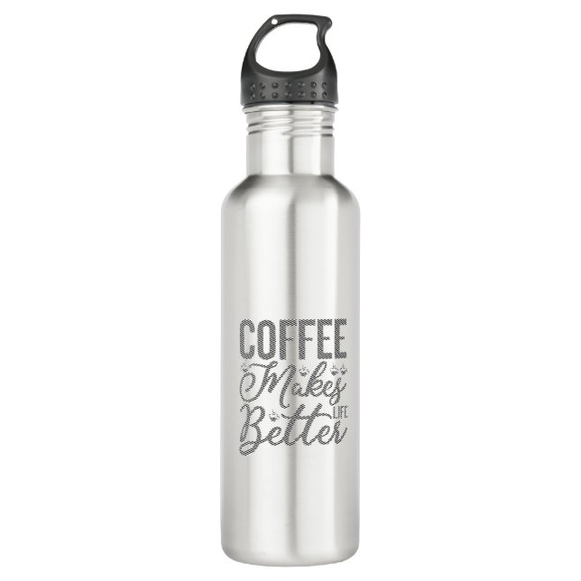 Kaffee macht das Leben besser Edelstahlflasche (Vorderseite)