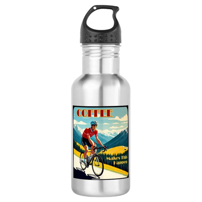 Kaffee macht das zum Fahrradfahren Edelstahlflasche (Vorderseite)