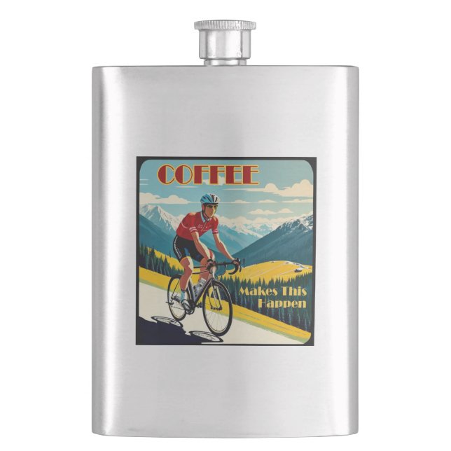 Kaffee macht das zum Fahrradfahren Flachmann (Vorderseite)