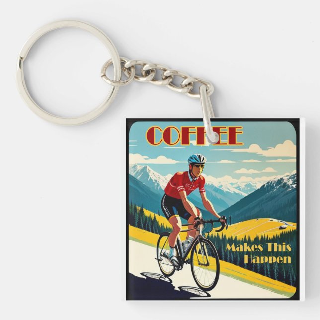 Kaffee macht das zum Fahrradfahren Schlüsselanhänger (Vorderseite)