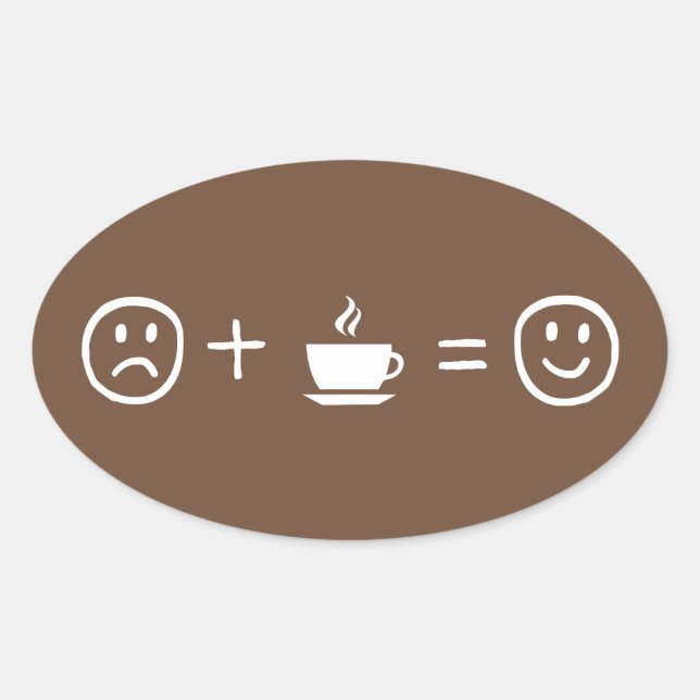 Kaffee macht dich glücklich ovaler aufkleber (Vorderseite)