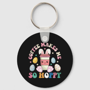 Kaffee macht mich so hoppeliges Häschen-Kaninchen- Schlüsselanhänger