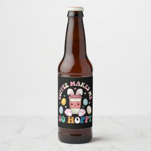 Kaffee macht mich so hoppy, sonniges Kaninchen glü Bierflaschenetikett