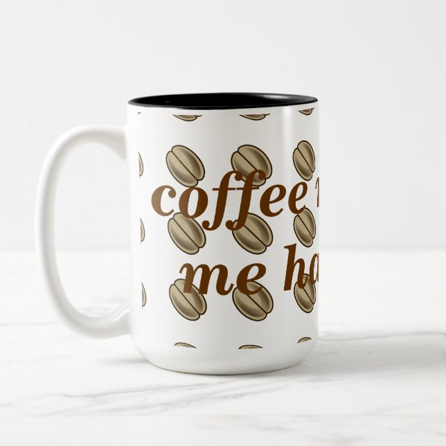 Kaffee macht mich überall glücklich zweifarbige tasse (Links)
