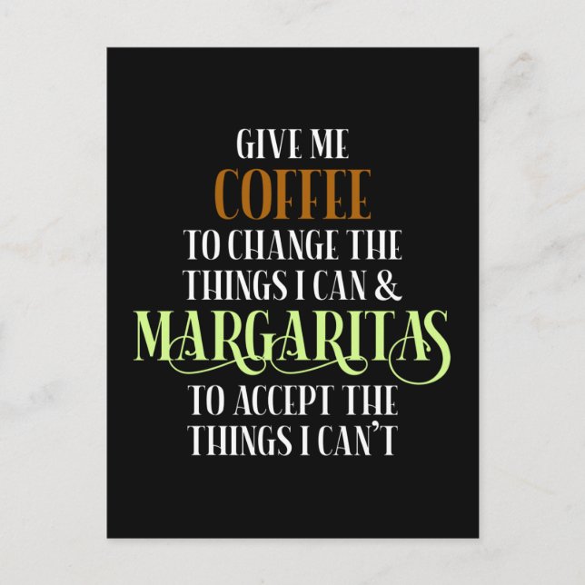 Kaffee & Margarita Lover Funny Sprichwort Postkarte (Vorderseite)