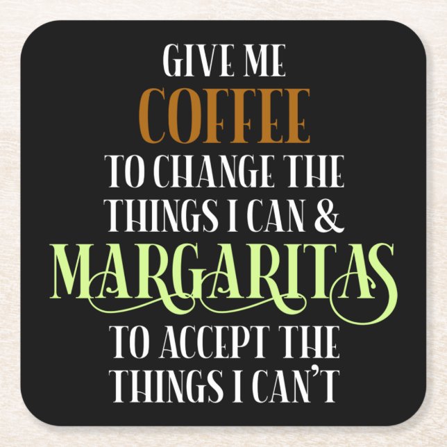 Kaffee & Margarita Lover Sprichwort Rechteckiger Pappuntersetzer (Vorderseite)