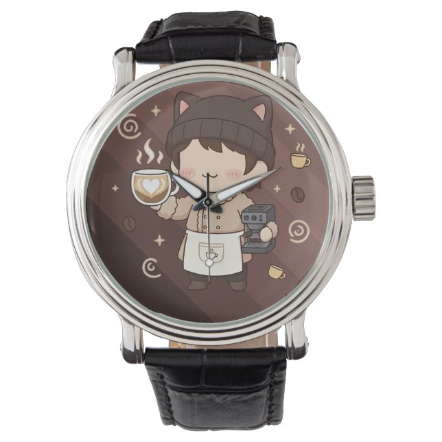 Kaffee-Meister Espresso-Experte Kunst Armbanduhr (Vorderseite)